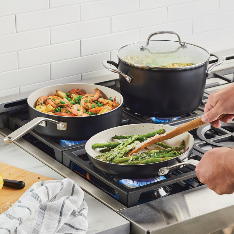 KitchenAid Hard Anodized Ceramic Nonstick Cookware Pots and Pans Set, 10 Piece, Pistachio