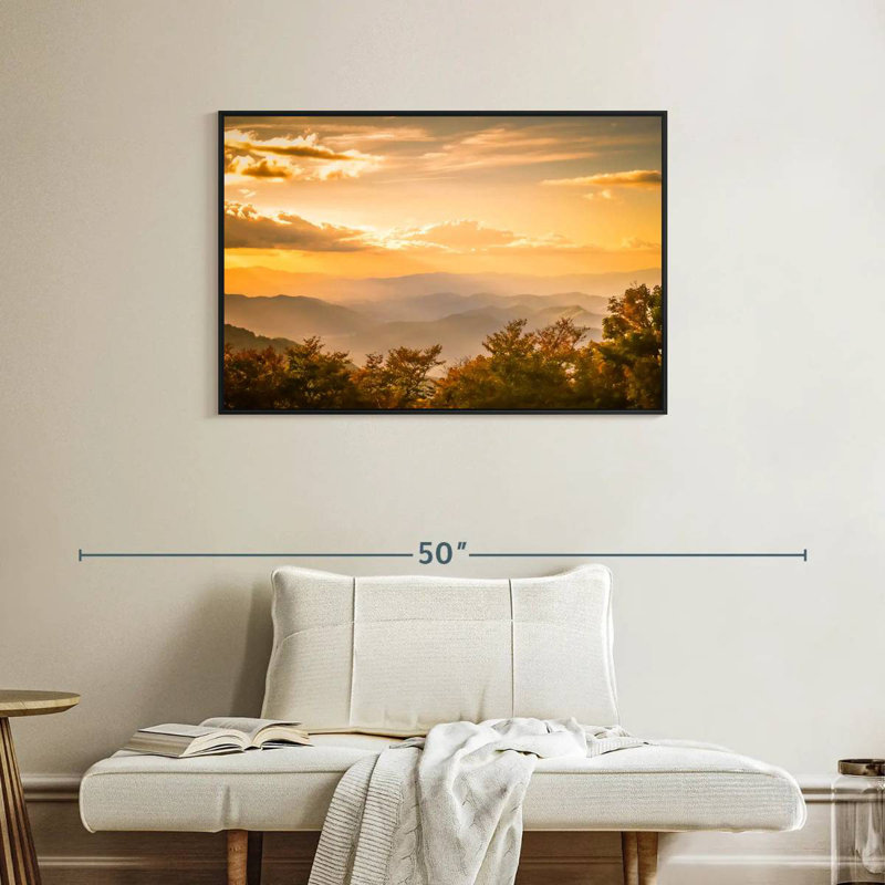 Blue Ridge At Sunrise, Floating Frame Black, 37" X 25"