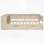 Lit plateforme en bois avec tablettes de rangement, tiroirs, station de charge et tête de lit tapissier-537866186-537866187