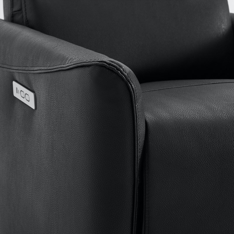 Fauteuil inclinable électrique pivotant en cuir Mikkel, Similicuir grainé noir