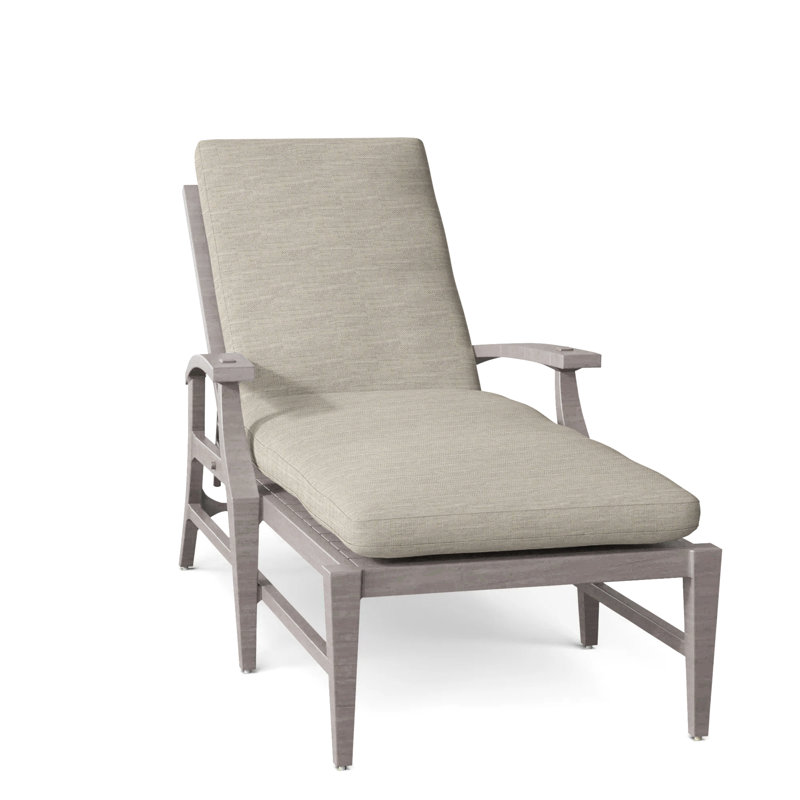 Croquet Aluminum Outdoor Chaise Lounge, Dove Sunbrella® Linen, No Welt, Oyster