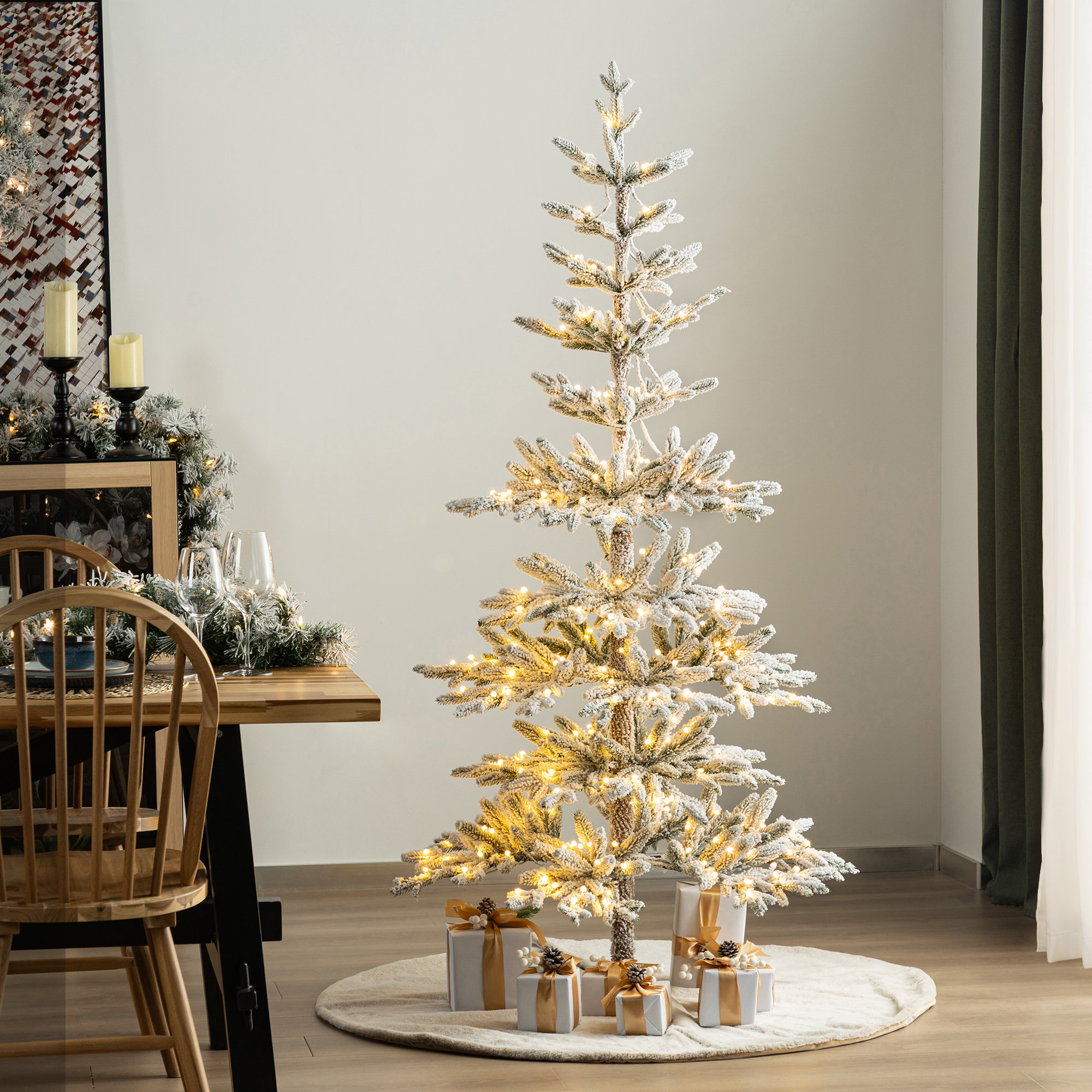 Johvan Slender Realistic Fir Christmas Tree with LED Lights, 6'