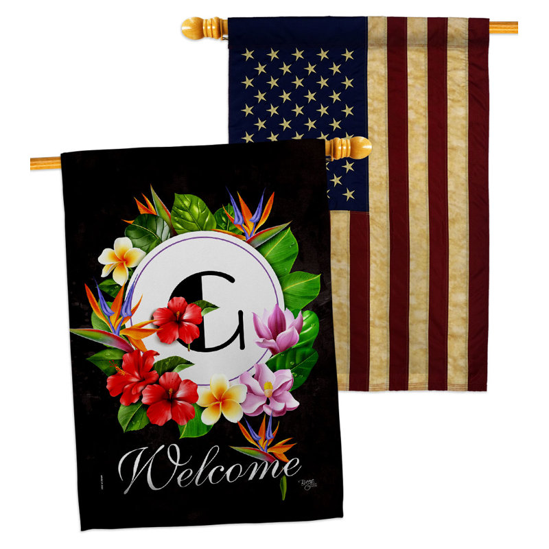 Drapeau de maison tropical en polyester à 2 côtés 40 x 28 po, G