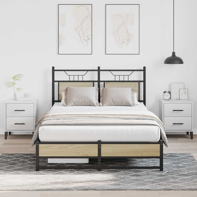 Bed Frame Without Mattress Engineered Wood, Small Double (4'), Sonoma Oak