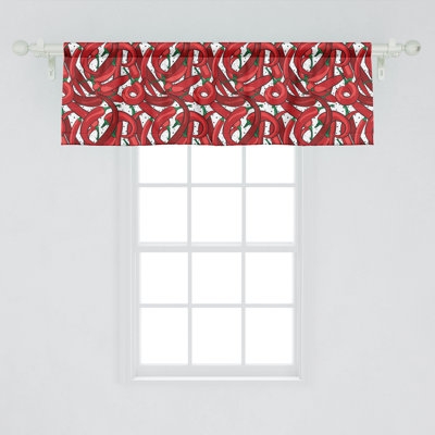 Ambesonne Peppers Valance Pack of 2 Pattern of Chili Peppers 54"X18" Vermilion Ruby Green