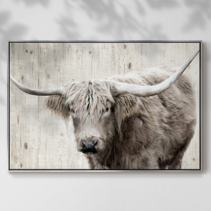 Toile tendue encadrée Longhorn, H 27 po x l 41 po x P 2 po, Argent
