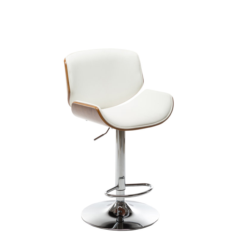Katalyn Swivel Adjustable Height Bar Stool, White