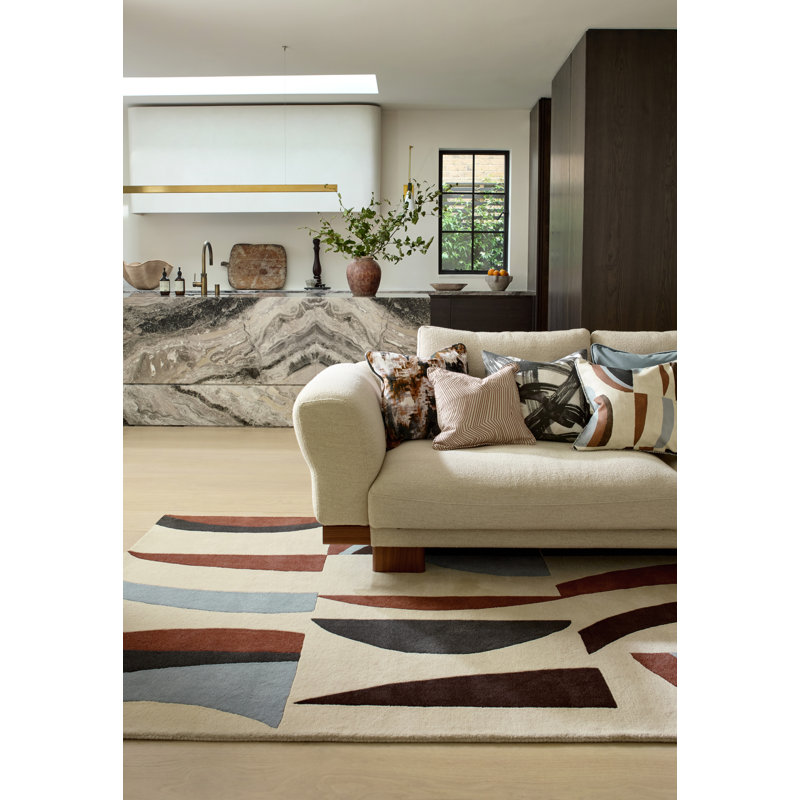 Torillo Hand Tufted Wool Abstract Area Rug in Cornflower/Walnut, Rectangle 5'7" x 7'10"