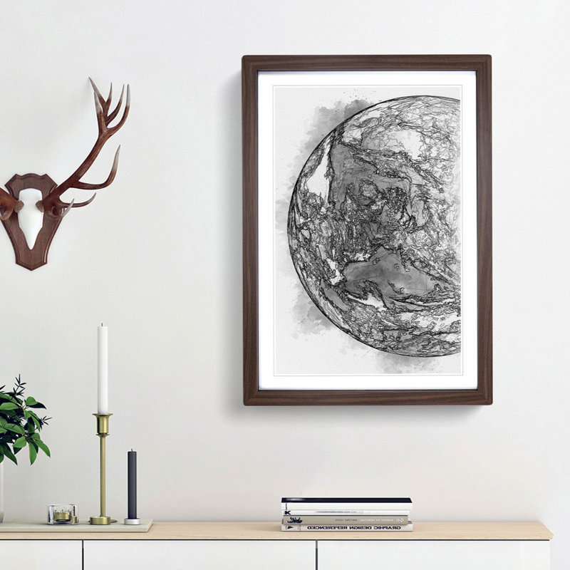 Amazing Image of Earth in Abstract Art - Picture Frame Graphic Art Print, Walnut Framed, 48cm H x 36cm W x 2cm D