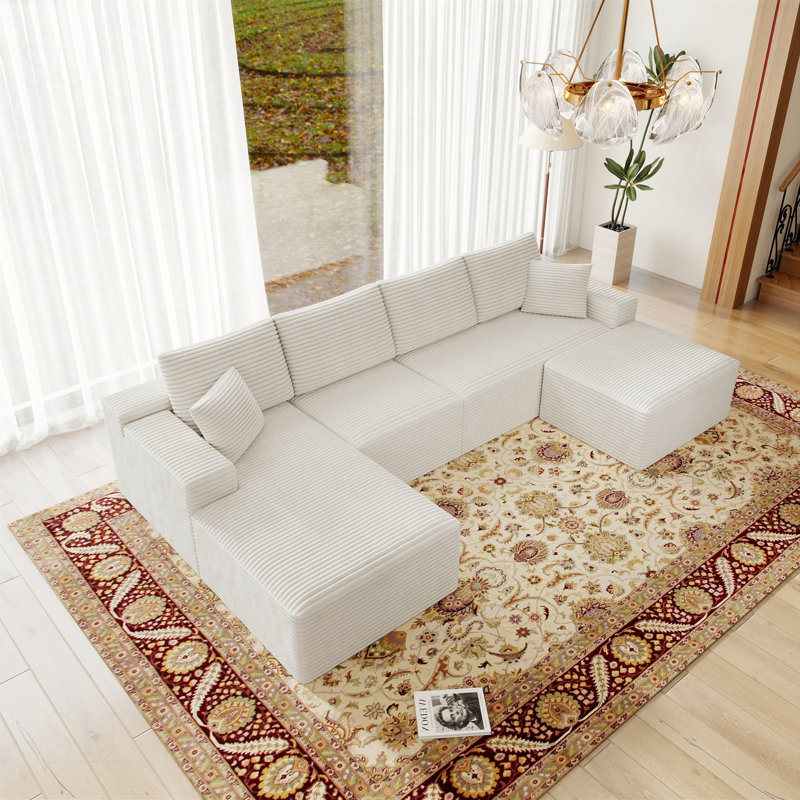 Siège de canapé modulaire 131,9 * 70,8 po, canapé compressé rembourré pour salon, chambre à coucher, appartement, aucun assemblage requis, combinaison gratuite de 4 PC