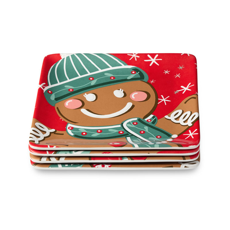Ensemble de 4 assiettes à dessert en pain d'épice Christmas Whimsy