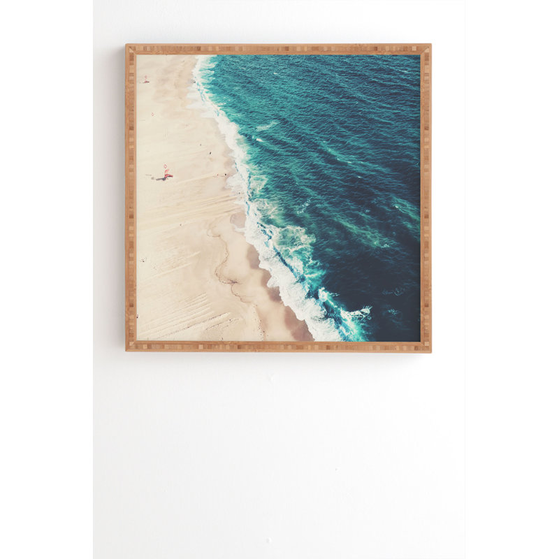 « beach nazare », impression, H 20 po x l 20 po x P 2 po, Armature en bambou, Pas de tapis