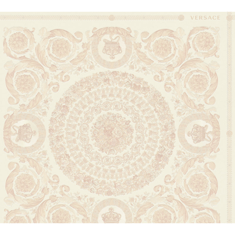 10.05m x 70cm Wallpaper Roll, Metallic/White/Pink