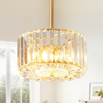 Lustre rond en cristal 2 lumières Herrin, plafonniers semi-encastrés dorés