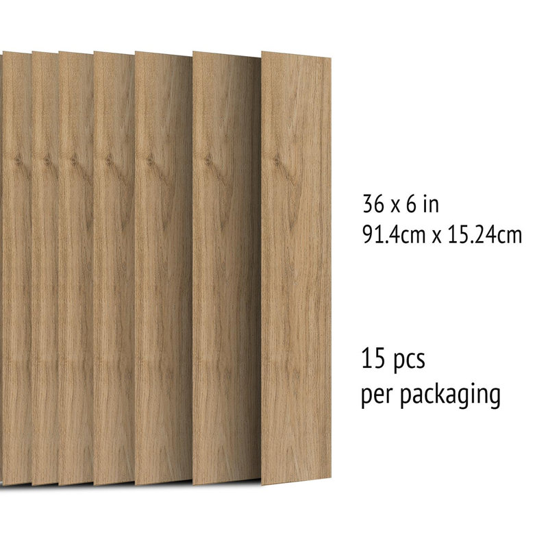 Prabhu Wood Look Vinyl Flooring Natural Oak - 91.44cm x 15.24cm x 2mm , Saddle Brown
