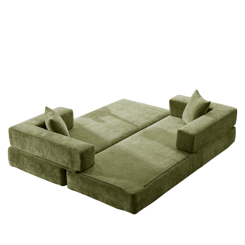 Canapé-lit pliant avec coussins Chenille, Vert