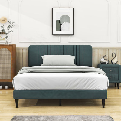 Cordarian Velvet Fabric Upholstered Platform Bed with Headboard -  Everly Quinn, 02C542B60145487BA3105E502C8EAE52