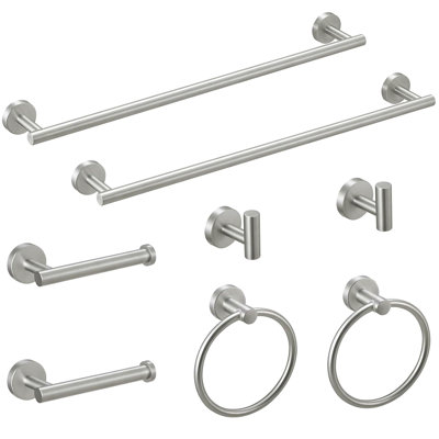 8-Pieces Bathroom Accessories Set, Stainless Steel Bathroom Hardware Set, Bath Towel Bar Set, Towel Racks For Bathroom Wall Mounted.