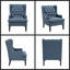 Fauteuil d'appoint en tissu capitonné à boutons bleus - siège rembourré en mousse et pieds espresso, l 29 po-1397266181