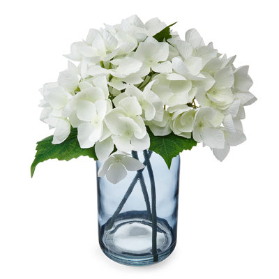 Elements Artificial Hydrangeas In Vase, 12 Inch In White