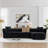 114" Cloud Sectional Couch With L-Shape Chaise, Modular Sofa With Movable Ottoman, Upholstered Couches For Living Room Bedroom, No Assembly Required, Black-902791778