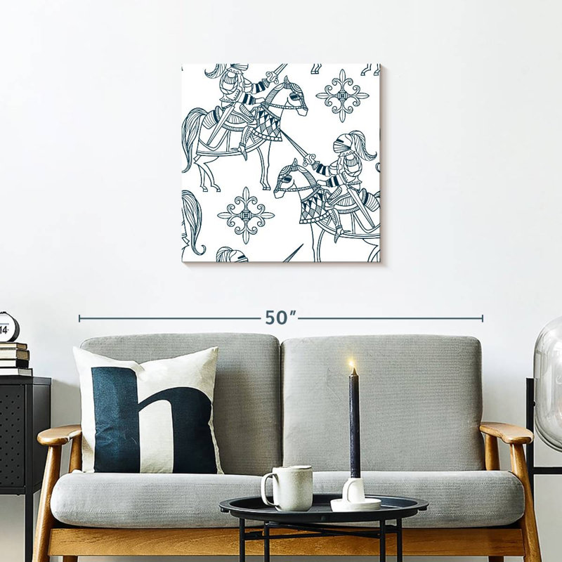 Chevaux Mehar avec chevaliers médiévaux, H 24 po x l 24 po