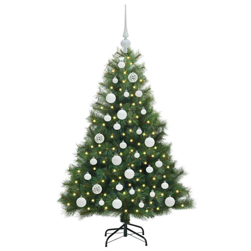  Artificial Christmas Tree with 150 LEDs Green PE and PVC, White, 3.94' H