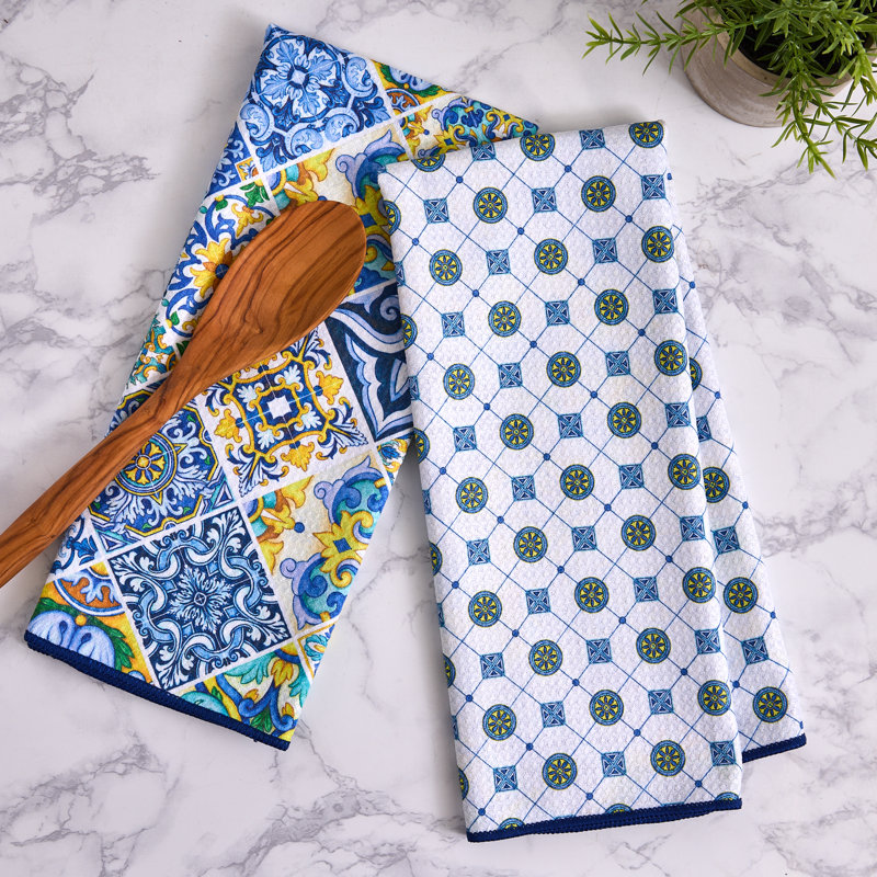  Washed Waffle Dishtowel Set/2, Yarrow Yellow