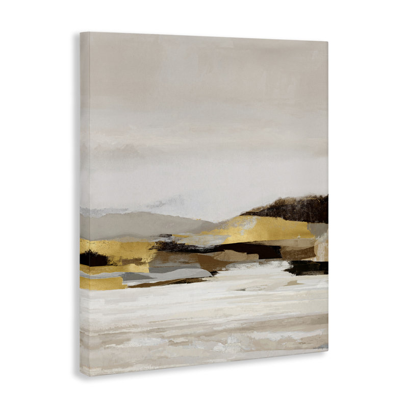 Art mural sur toile avec paysage jaune en sourdine, design par Amber Sterling, H 20 po x l 16 po