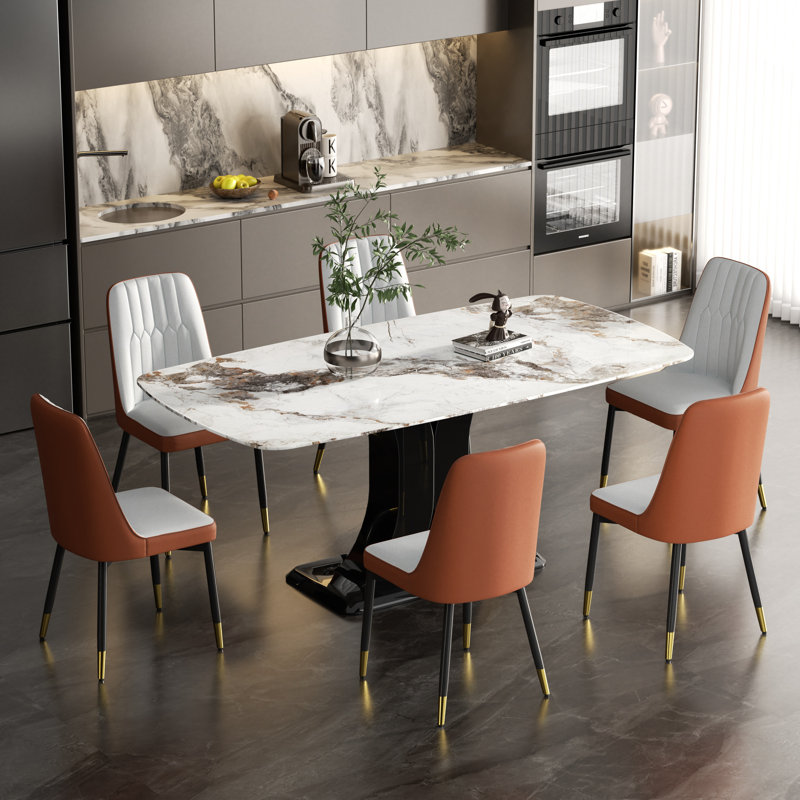 Ensemble repas pour 6 personnes, Blanc, Brun / Gris clair, 7