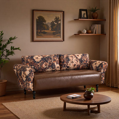 American-style fabric and leather sofa.
