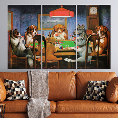 «Cassius Coolidge Dogs jouer au poker», reproduction d'art sur toile 3P