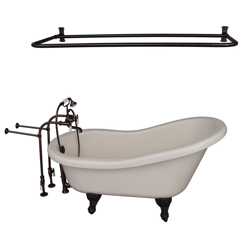60'' x 30'' Soaking Acrylic Bathtub with Faucet, Oil Rubbed Bronze, Bisque