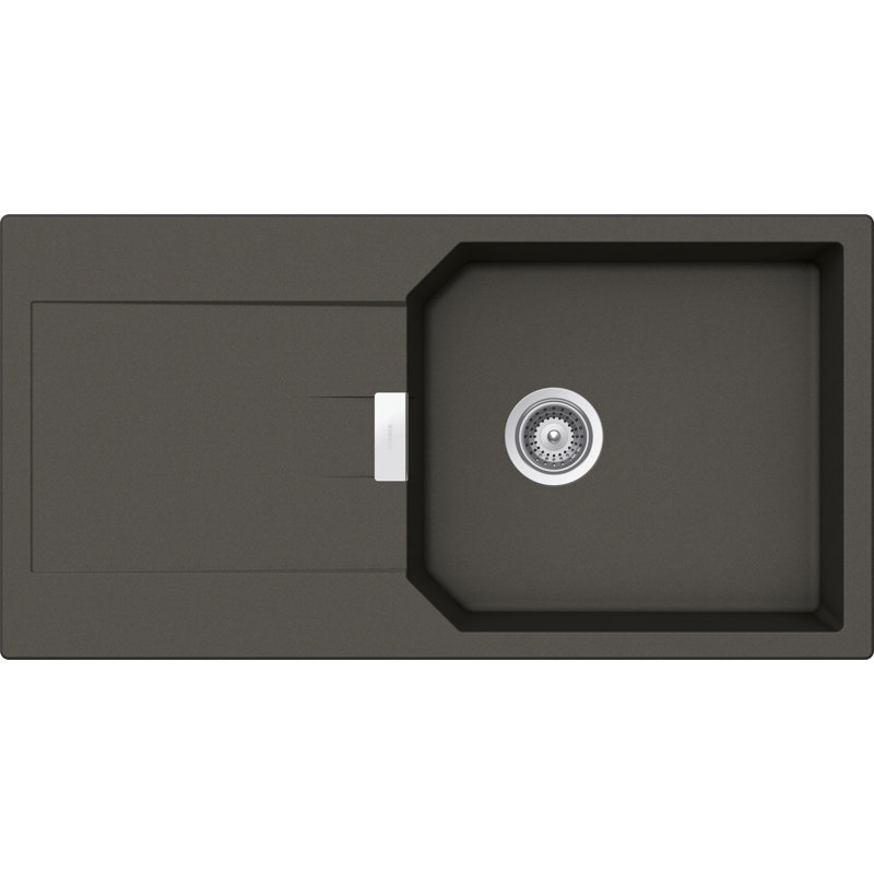 SCHOCK Compact Kitchen Sink 100 X 51 Cm Manhattan D-100L Onyx - CRISTALITE Dark Grey Granite Sink With Extra Bowl Volume From 60 Cm Base Cabinet Width