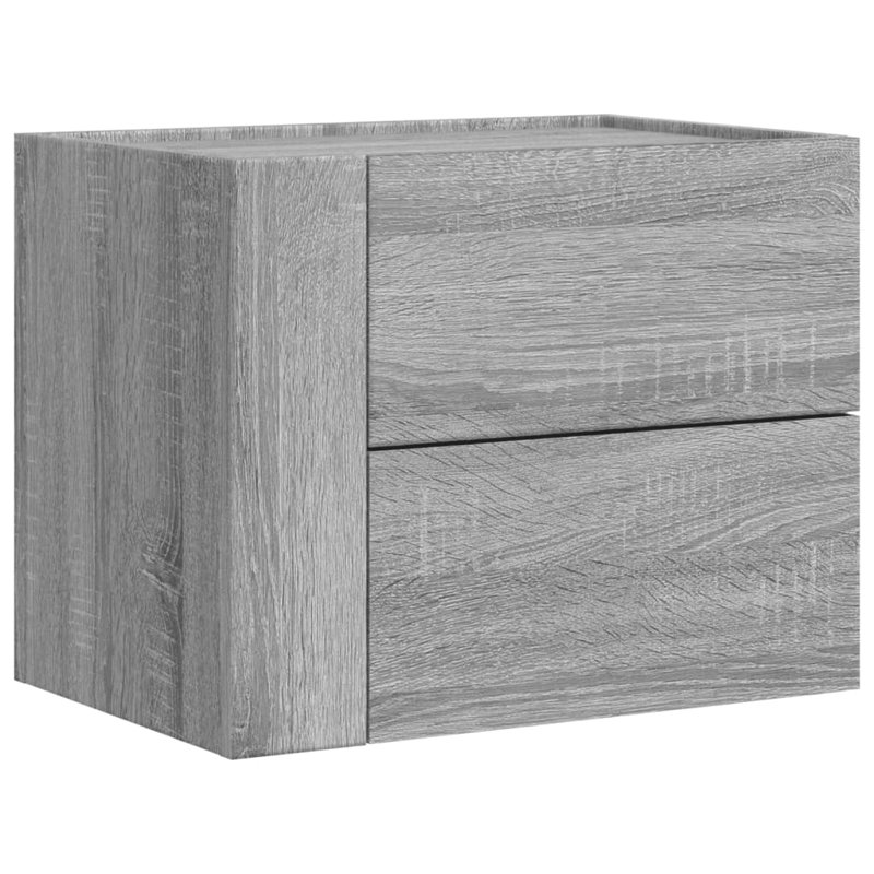 Quinetta 45cm W Manufactured Wood Bedside Table, Grey Sonoma