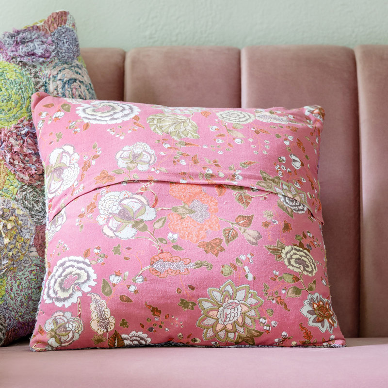 Cotton Throw Pillow, Polyester, Multicolor Pink, Chevron