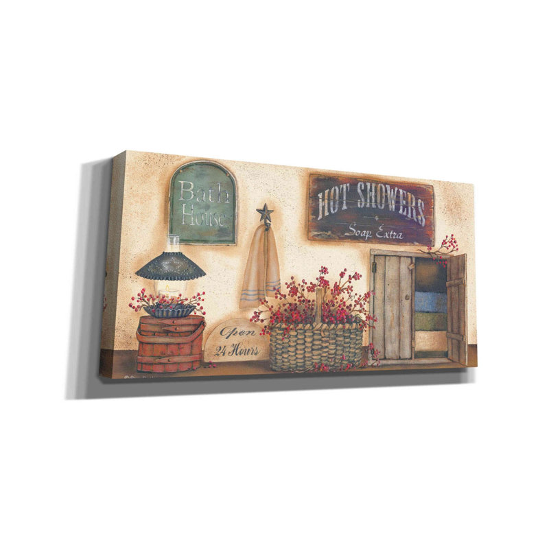 «Bath House» par Pam Britton, art mural sur toile, H 12 po x l 24 po x P 0,75 po