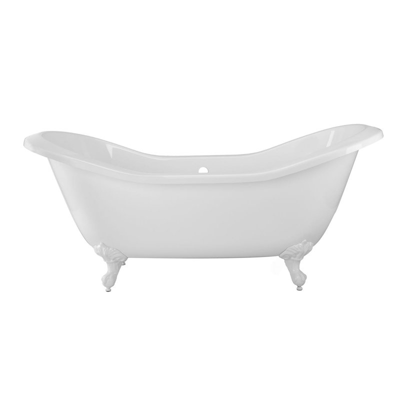 72" x 31" Clawfoot Soaking Acrylic Bathtub, White