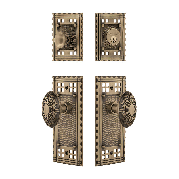 Nostalgic Warehouse Craftsman Entry Set With Victorian Knob In -2 3/8" Backset-Universal Handing