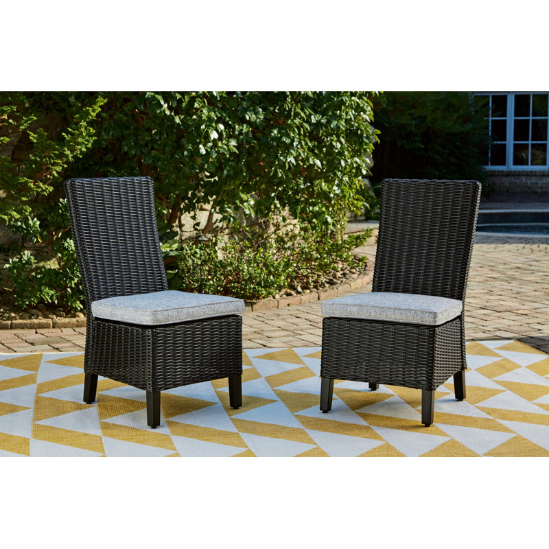Chaise d'appoint d'extérieur avec coussin Friedsam, ensemble de 2