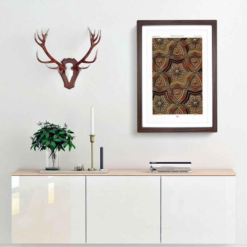 A Renaissance Pattern by Albert Racinet - Picture Frame Painting Print, Walnut Framed, 87cm H x 62cm W x 2cm D