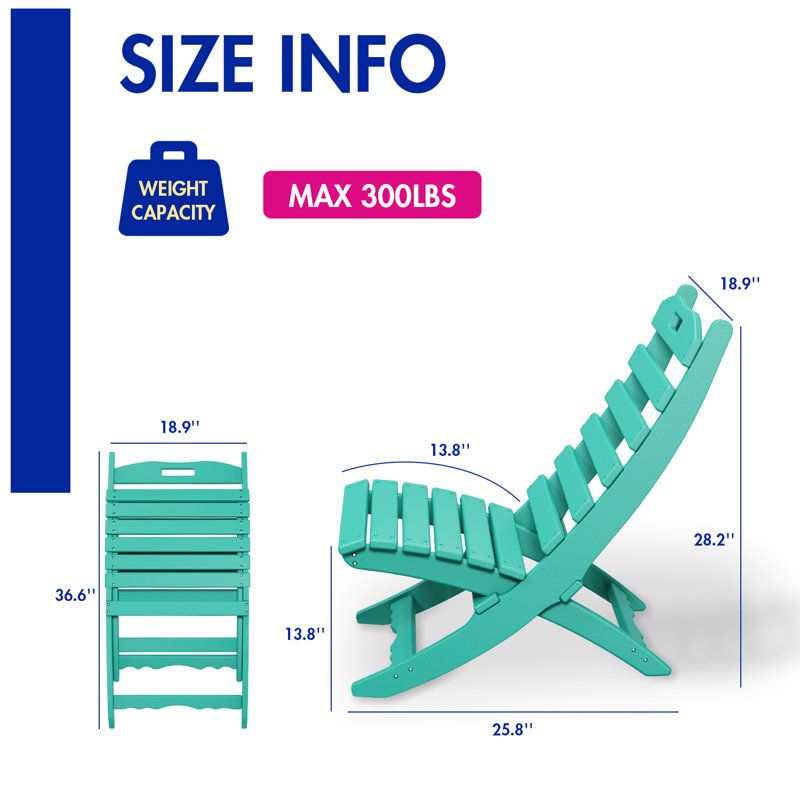 Chaise Adirondack pliante en plastique Alexeya, Turquoise