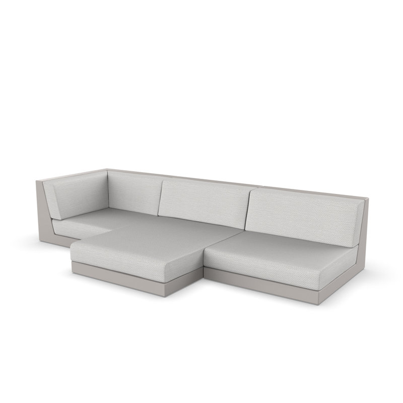 Pixel 118.25" Wide Outdoor Reversible Patio Sectional with Cushions, Nautical Taupe, White