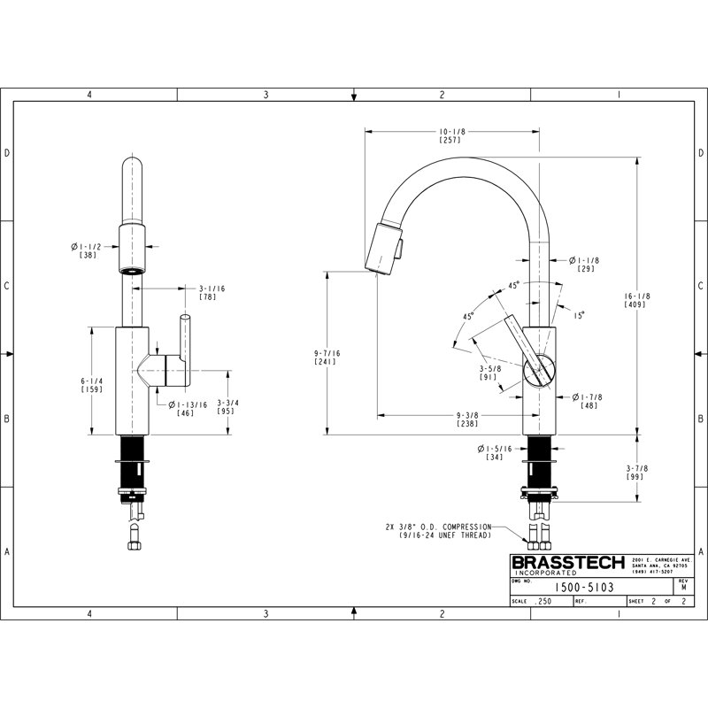 East Linear Pull Down Single Handle Kitchen Faucet, Polished Chrome