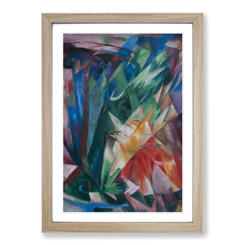 Birds by Franz Marc - Picture Frame Graphic Art, 48cm H x 36cm W x 2cm D, Oak