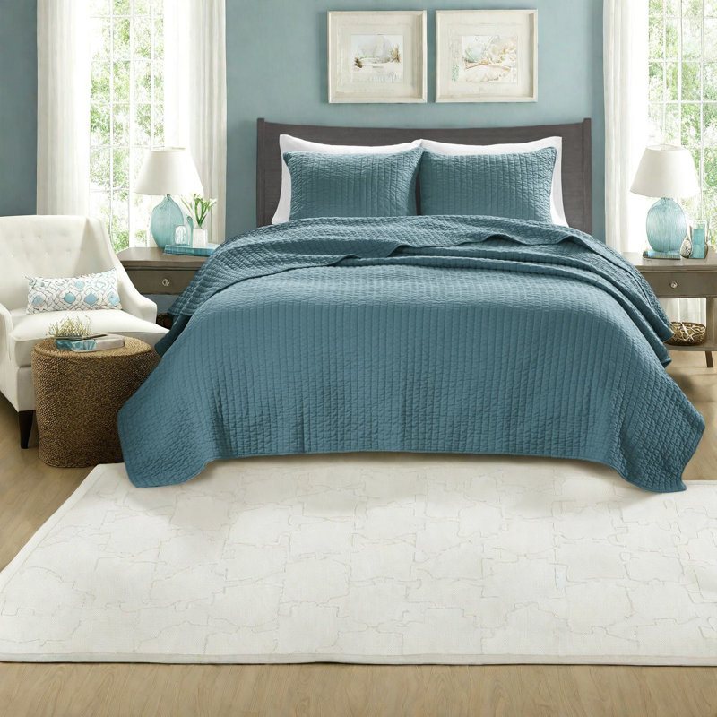Teal Reversible Bedding Sets, Microfiber Comfort, Farmhouse Style