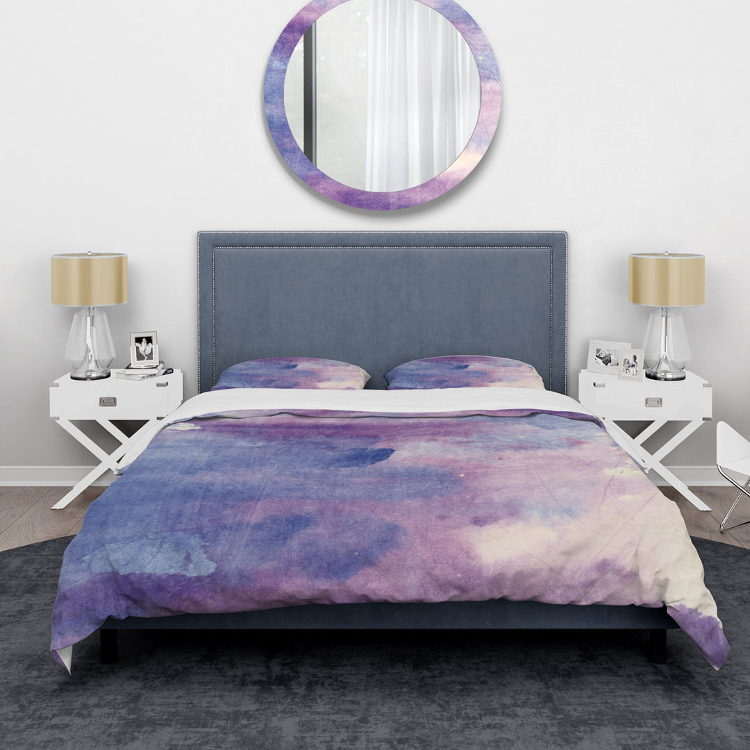 Watercolor Purple Haze II - Modern & Contemporary Duvet Cover Set - Microfiber Polyester Design Art 