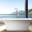 Robinet de baignoire autoportant avec douche à main - construction métallique, placage, 6,65 po Largeur, hauteur, baignoire moderne en métal massif, finition, 46,86 de profondeur, luminaire de salle de bain