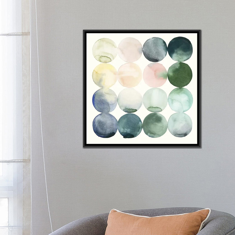 « pastel cerceaus ii », impression sur toile, H 26 po x l 26 po x P 1,5 po, Toile avec cadre noir, Pas de tapis