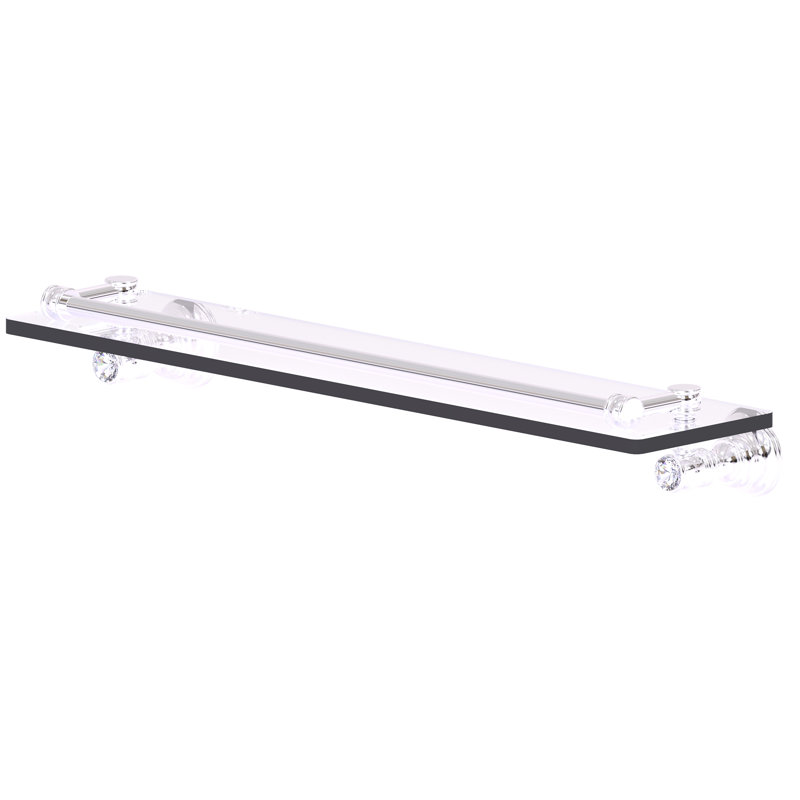 Étagère murale en verre de cristal Freyja, H 3,3 po x l 22 po x P 5,54 po, Chrome poli